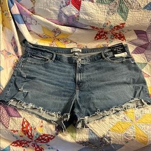 Abercrombie & Fitch Distressed Blue Jean Shorts